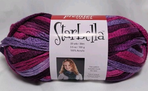 Premier Yarn Starbella 33 Yard Skein Color 07 Plum Preserves 3.5 oz Acrylic - Picture 2 of 6