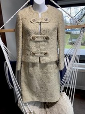 Vintage Sophisticates Original 1960s Beige Suit Skirt 2 Piece Set 36 Jackie O