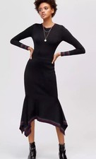 BLACK SKIRT 10 WAREHOUSE BNWT Metallic Asymmetrical Shriped Hem RRP  49