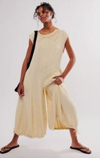 Free People Bohemian Lunar Eyes Gauze Jumpsuit Size Small in Tea Size
