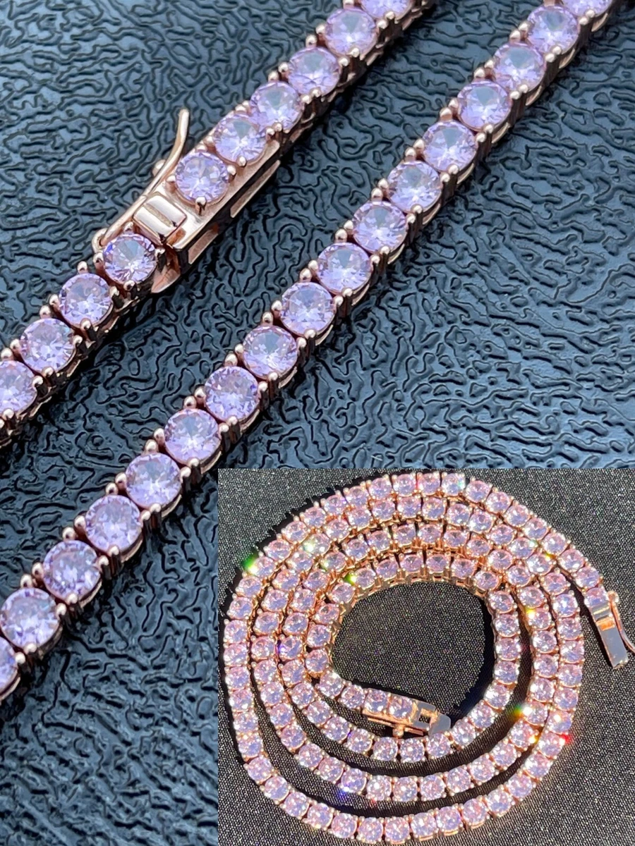 Pink Rose Gold CZ Diamond Necklace