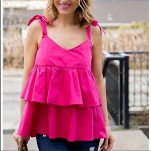 Zara Trafaluc Womens Hot Pink Ruffle 