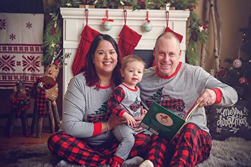 Family Christmas Pajamas Matching Sets PJ's 3-6 Months Kids Grey Truck - Picture 3 of 7