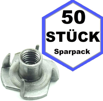 50 x Einschlagmutter M6 x 9 Gewinde Einschlagmuttern 6x9 verzinkt DIN 6930 NEU