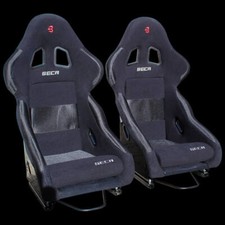 Pair of Barbarian Racing SECA Black Fibreglass Bucket Seats, Side-Mount w/ Ru...