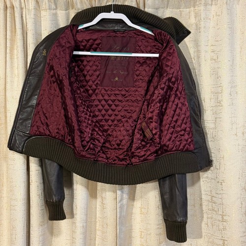 Levi Strauss & Co Damen kleine weiche braune Leder Flieger Bomber Jacke Mantel - Bild 3 von 10