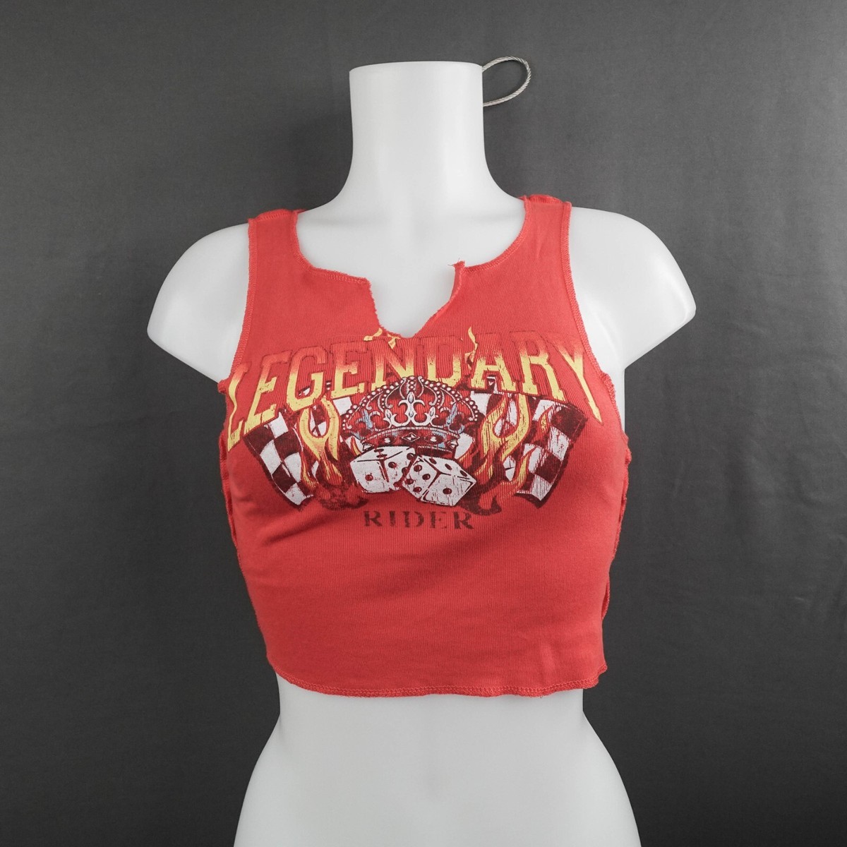 Forever 21 Tank Top Small Orange Legendary Rider Motercycle Crop Baby Tee  Grunge