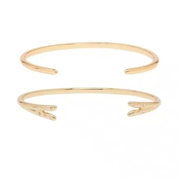 MICHELLE CAMPBELL Women s 14K Gold Plated Talon Bracelet Cuff Set Bangle Layered