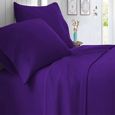 US Sizes Egyptian Cotton 1000 TC OR 1200 TC Purple Solid Select Bedding Item