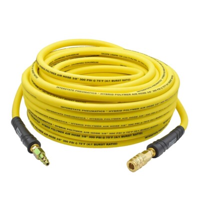 JOROY Hybrid Air Hose – 3/8" X 10 FT, Heavy Duty, Lightweight, Kink Resistant, All-Weather Flexible, With 1/4" Brass Coupler & Plug