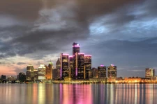 Detroit Michigan Cityscape Skyline at Dusk Photo Art Print Poster 12x18