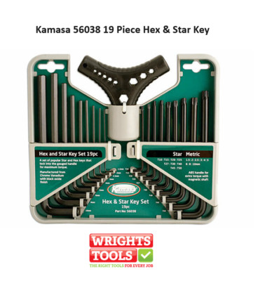 Kamasa 56038 19 Stück Sechskant- & Sternschlüssel 5018341560386