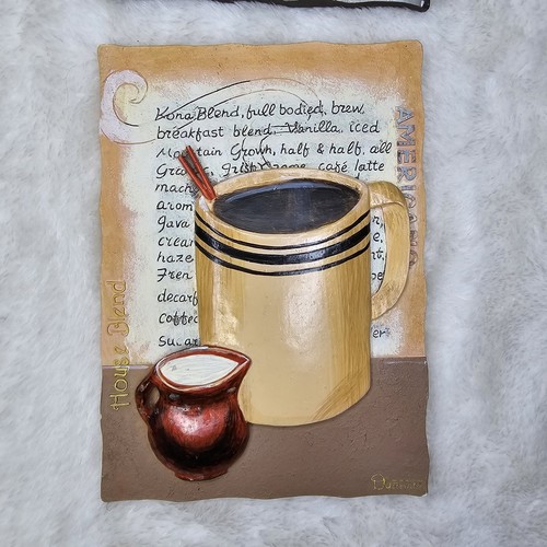 Coffee Themed 3D Resin Wall Plaques Set Of 6 Java Espresso Mocha Latte Americano - Picture 7 of 8