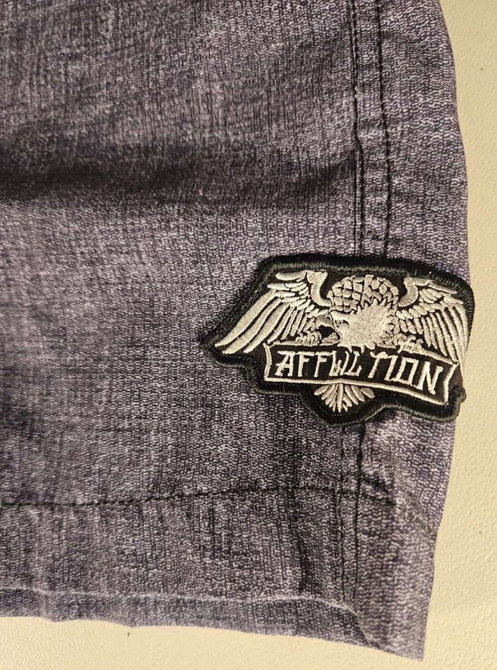 Pantalones Cortos Affliction Para Hombre 42 Bordados Azul Ligeros 101BS105  Foto 2 de 4