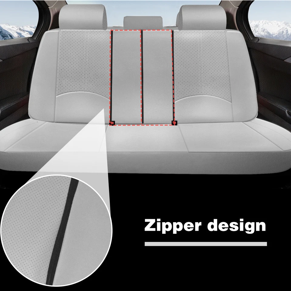 Juego completo de funda de asiento de coche de cuero impermeable cojín universal para sedán SUV camión Foto 3 de 4