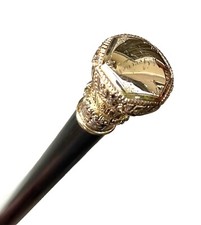 Vintage Antique 19C Gold Filled Top Theatre Swagger Knob Walking Stick Cane Old