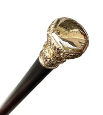 Vintage Antique 19C Gold Filled Top Theatre Swagger Knob Walking Stick Cane Old