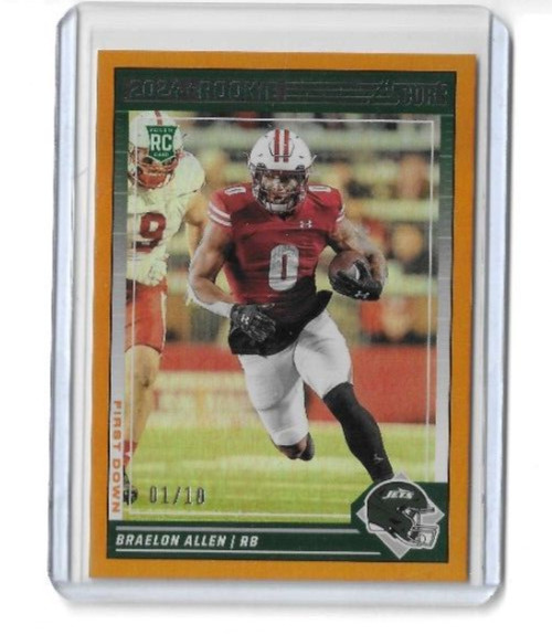 BRAELON ALLEN 2024 SCORE FOOTBALL RC ROOKIE FIRST DOWN PARALLEL 01/10 #390 (BR)
