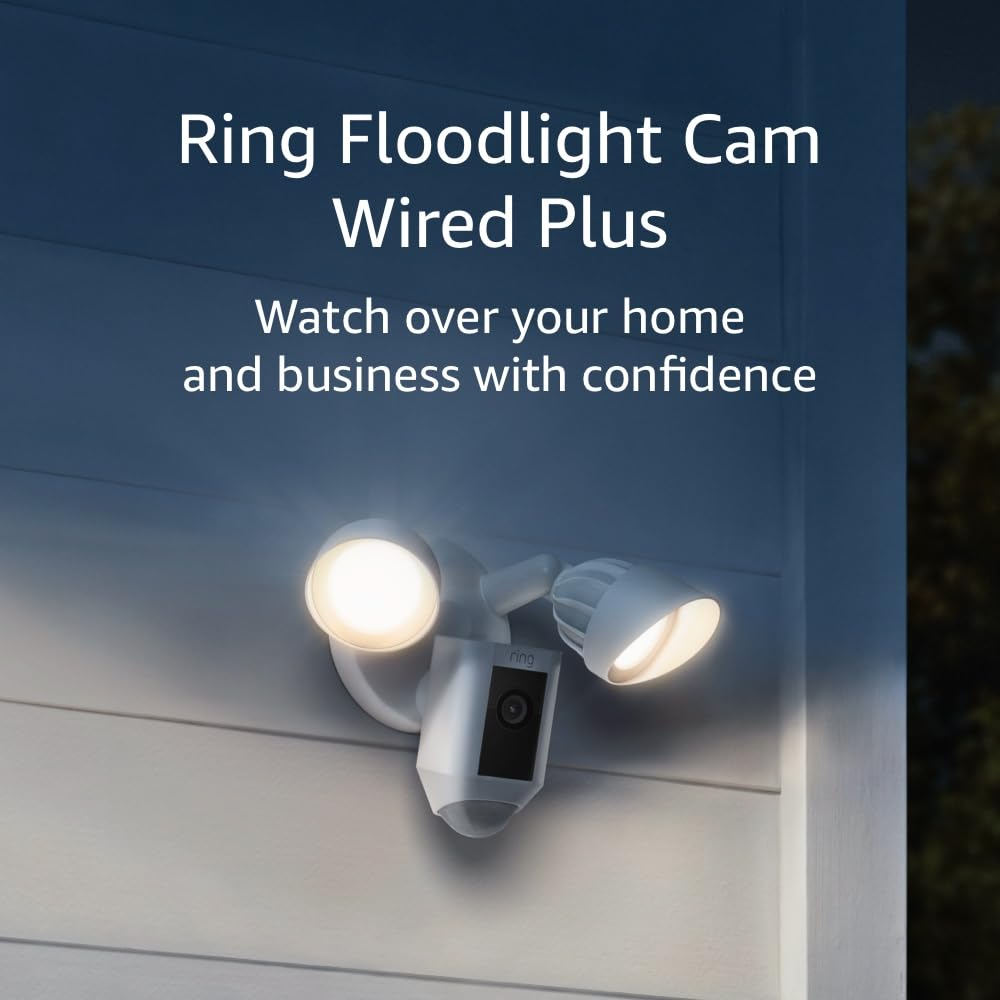 Floodlight Cam Wired plus (Newest Model), 1080P HD Video with Motion-Activated F
