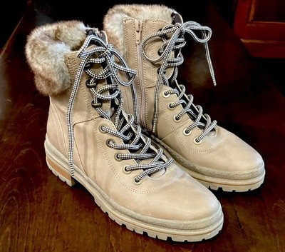 Size 8.5 Women s Steve Madden Keystone Faux Fur Top Boots in Brown/Beige.  NWT.