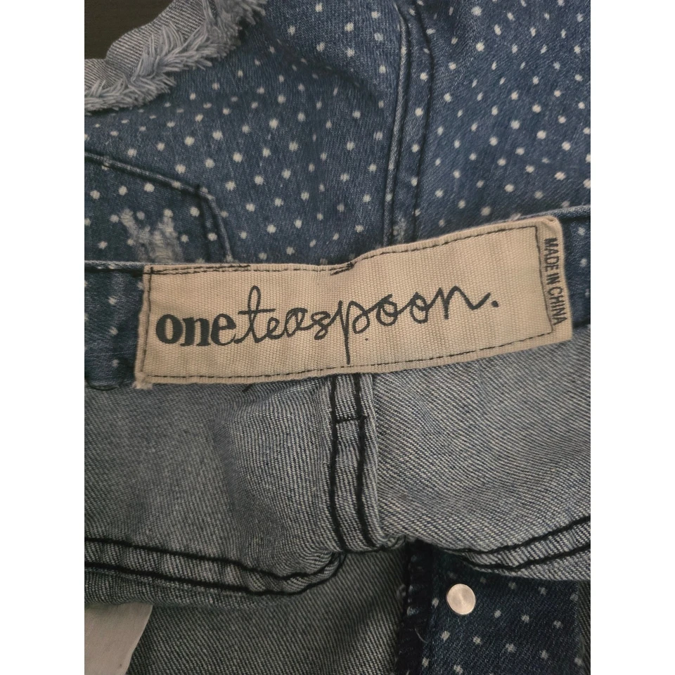 Pantalones Cortos de Jean One Teaspoon Bandit Calce Relajado Botón Mosca Lunares Dobladillo Enrollado 26 Foto 3 de 4