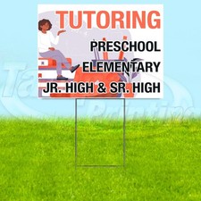 TUTORING 18x24 Yard Sign School Kids Plastic Corrugated WITH STAKE USA YS08127