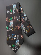 Vintage 1997 USPS Looney Tunes Stamp Collection Tie Necktie 58" Black USA Bugs