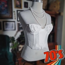 Backless by Smoothie Corset Bustier White Vintage 70s Top 32A Womens Lingerie
