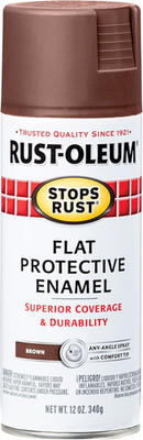 214085 Stops Rust Spray Paint, 12 Oz, Flat Brown