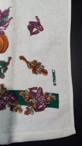 2 toallas de mano delgadas vintage con parche de hojas de otoño y calabaza años 80 Acción de Gracias Nuevo de Lote Antiguo - Imagen 6 de 21