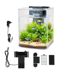 VEVOR 2 Gallon Fish Tank Aquarium Smart Arch Clear GPPS 3 Color Self Cleaning
