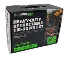 Rhino USA Heavy-Duty Retractable Ratchet Tie Down Black Straps 2"x 10' Set