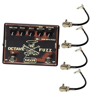 MXR SF01 Slash Octave Fuzz Effects Pedal Bundle with 4 MXR Right Angle Patch 