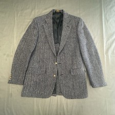 Vintage 80s Harris Tweed Blazer Men  s 20.5x32 100 Scottish Wool Herringbone