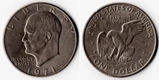 1971 P Eisenhower Dollar About Uncirculated AU $1 Coin US Philadelphia Mint $$$$
