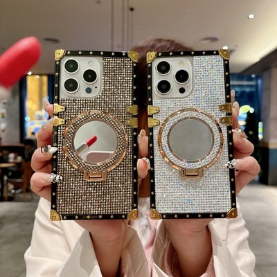 Hülle für Honor 200 Lite / 90 Pro / Huawei P20 Spiegel Magnet Halter Glitzer Cover