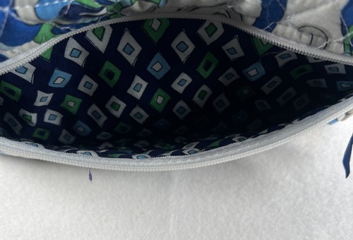 Vera Bradley Mediterranean White Tote Bag Small Blue Green Floral VGC - Picture 7 of 16