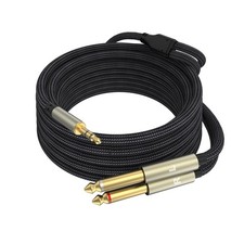 10FT-3.5mm 1/8 TRS to Dual 6.35mm 1/4 TS Mono Breakout Cable Y Splitter Stereo