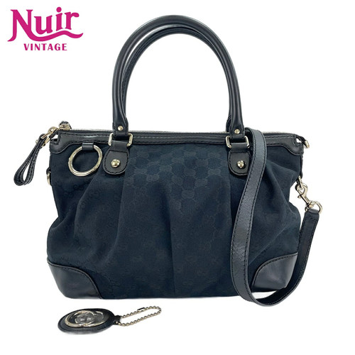 Gucci Sookie 2-Way Handbag Black Leather Women's Used