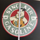 VINTAGE SINCLAIR FLINT STONES GASOLINE OIL PORCELAIN SIGN — photo 4