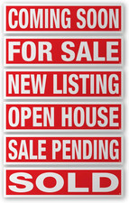  Real Estate Sign Rider Kit, 6X24 Inch  Sold, Coming Soon, New Listing, Open H