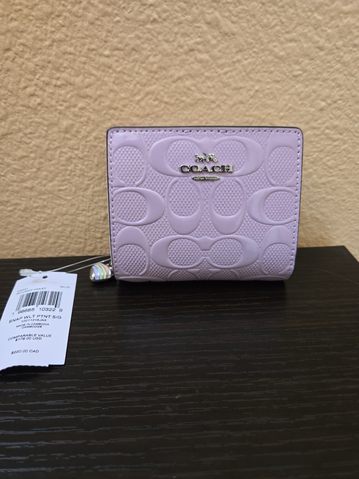 New Coach Signature Leather Snap Wallet with Heart Charm image 5
