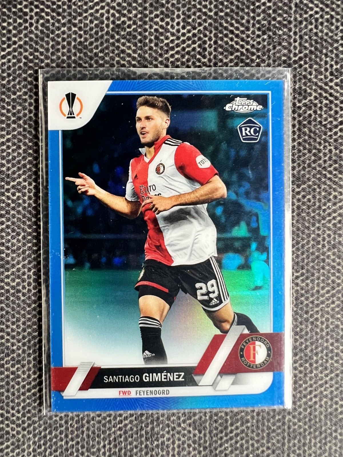 Santiago Gimenez 2022-23 Topps Chrome UEFA Club Comps Blue Refractor /150 RC