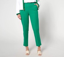 Isaac Mizrahi Live 24/7 Stretch Icon Ankle Pants Bright Emerald 24W New