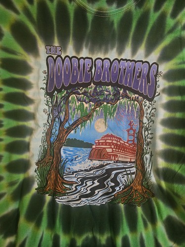 The Doobie Brothers Shirt Men's L Green Tie-Dye Concert Tour Gildan - Picture 2 of 6
