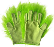 Green Furry Plush Gloves Adults, Grinchmas Christmas Santa Cosplay Costume Mask