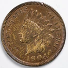 1904 Indian Head Penny Cent About Uncirculated (AU) (Details)