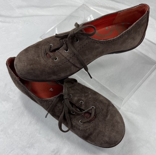 Merrell Damen Größe 9 Rosella Flache Turnschuhe Braun Kaffeebohnen Wildleder Spitze J48664