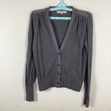 Ann Taylor Loft Womens Sweater Sz M Long Sleeve Cardigan Gray Solid Excellent