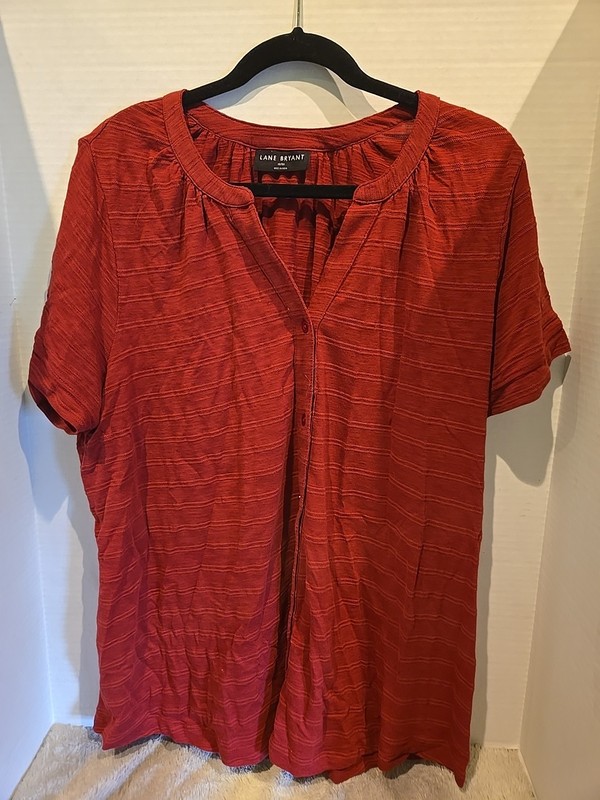 Lane Bryant Red Button Down Summer Shirt